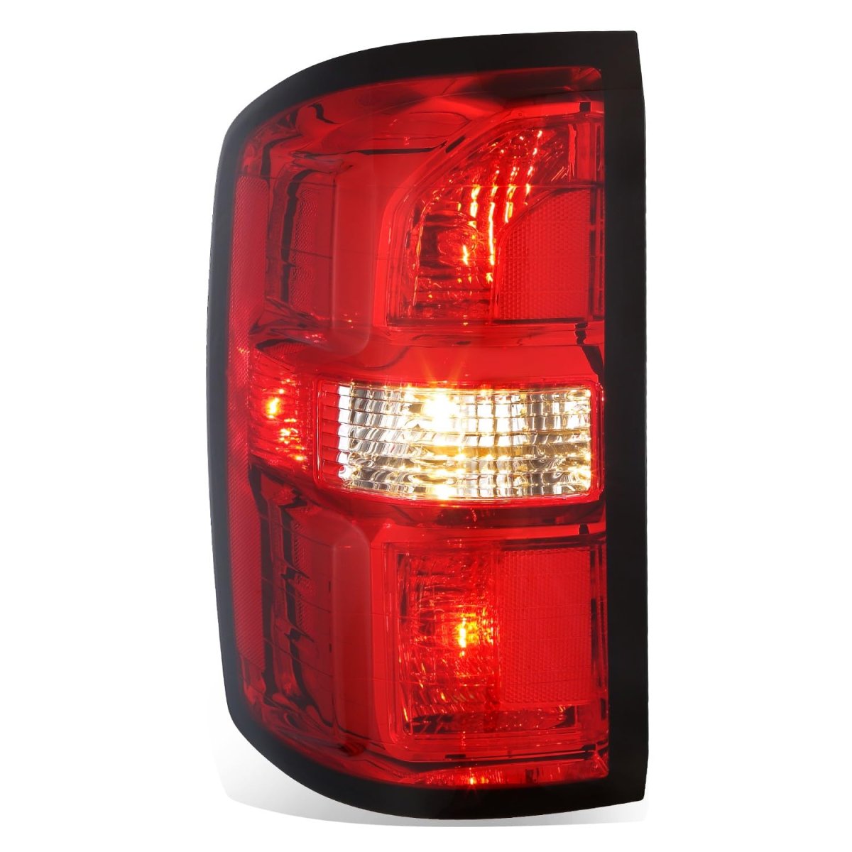 Auto Dynasty Rear Brake Tail Lights Assembly For 2014 2015 Gmc Sierra 1500 Driver Left Side Chrome Housing Red Clear Lens