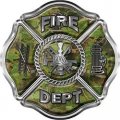 Weston Ink Reflective Traditional Fire Department Fighter Maltese Cross Sticker Decal In Camouflage 