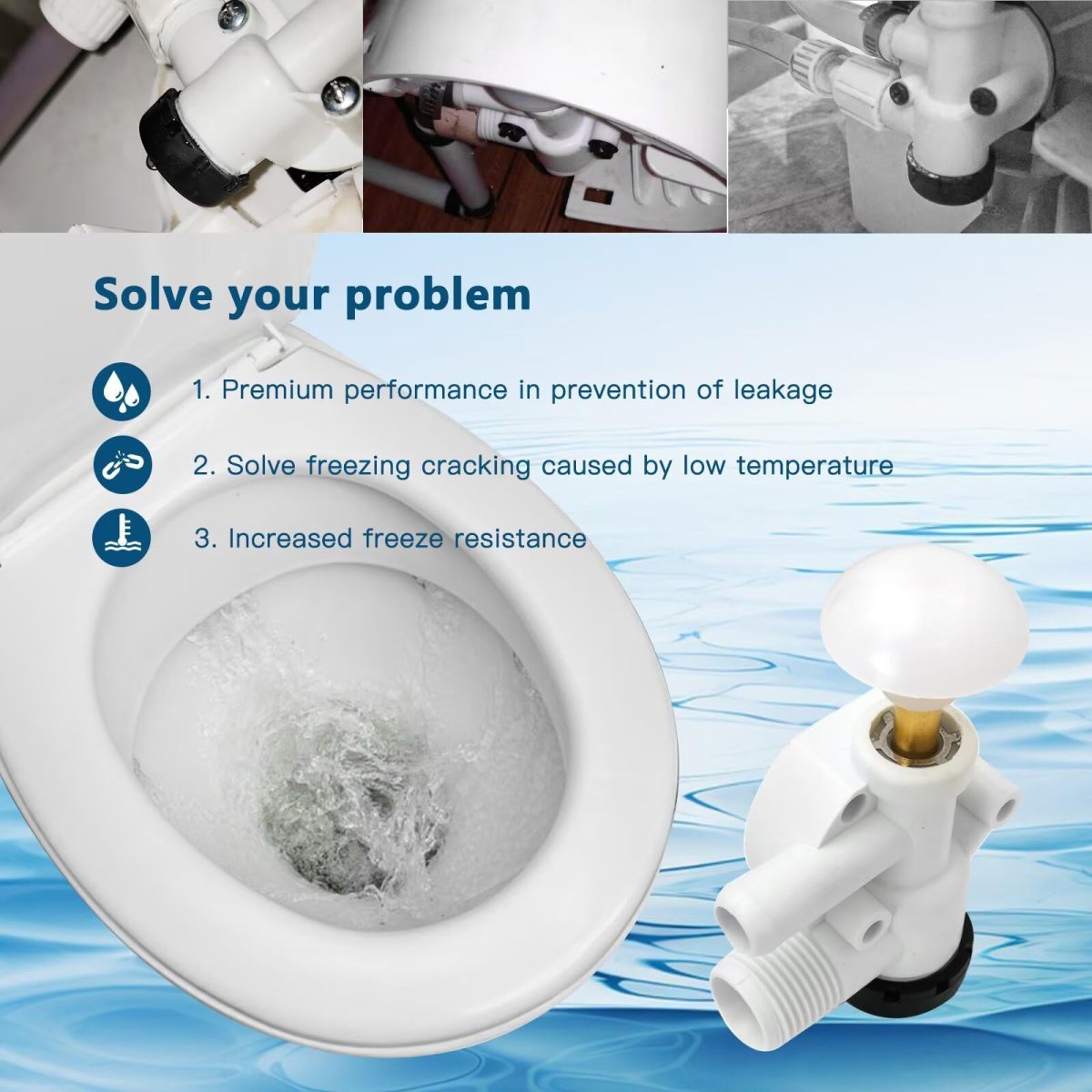 Blue Elf 385314349 Upgraded Toilet Water Valve Assembly Replacement For Dom-etic Sealand Vacuflush Models