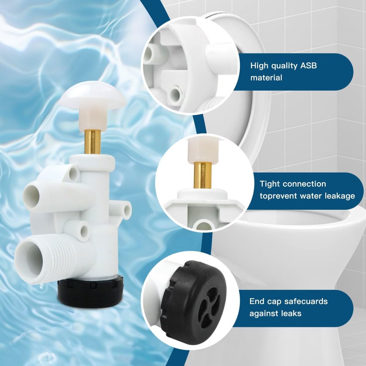 Blue Elf 385314349 Upgraded Toilet Water Valve Assembly Replacement For Dom-etic Sealand Vacuflush Models