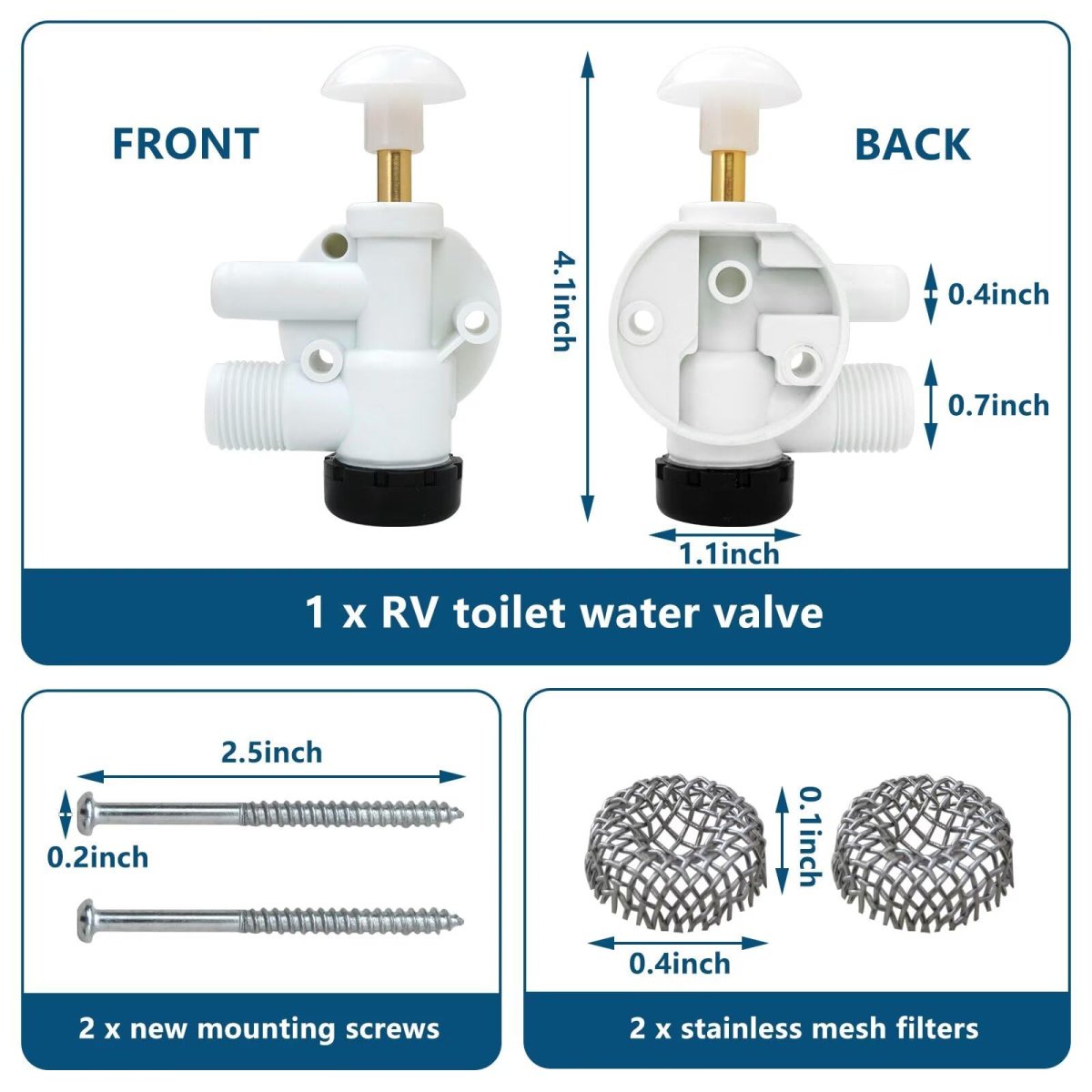 Blue Elf 385314349 Upgraded Toilet Water Valve Assembly Replacement For Dom-etic Sealand Vacuflush Models