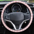 Zadaling Steering Wheel Covers Pink Gingham Buffalo Check Elastic Sponge Skidproof Protective Cover Car Accessories For