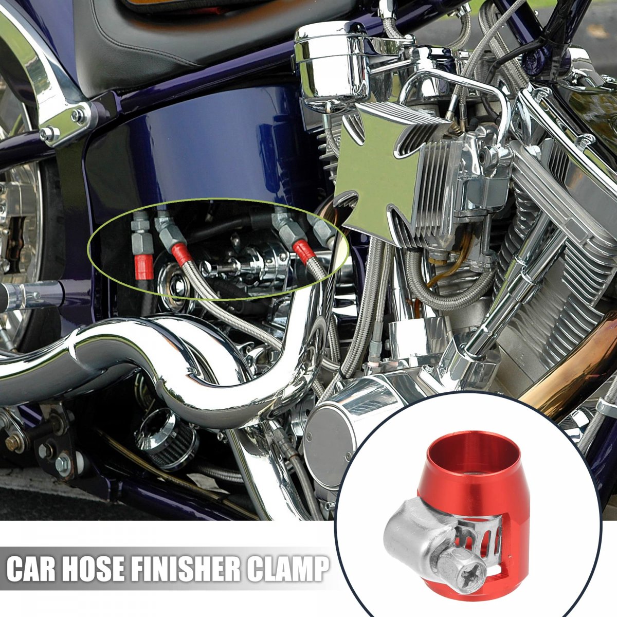 An4 Hex Car Hose Finisher Flexible Rubber Pipe Clamp With Screw Band Adapter Fitting For Oil Fuel Water Tube Red