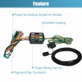 1 Set 56434 Vehicle Side 4-pin 4 Way Trailer Wiring Harness Converter For Toyota Rav4 2019 2020 Black