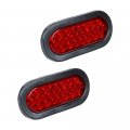 8x 6 Inch 24-led Oblong Oval Red Stop Turn Brake Lamps Sealed Tail Lights W Black Grommet Wiring Plug Compatible With Car Truck