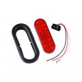 8x 6 Inch 24-led Oblong Oval Red Stop Turn Brake Lamps Sealed Tail Lights W Black Grommet Wiring Plug Compatible With Car Truck