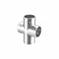 Uxcell Rail Cross Fitting 4-way Zinc Alloy Pipe Connector Brushed For 25mm 1 Od Handrail Railing