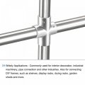 Uxcell Rail Cross Fitting 4-way Zinc Alloy Pipe Connector Brushed For 25mm 1 Od Handrail Railing