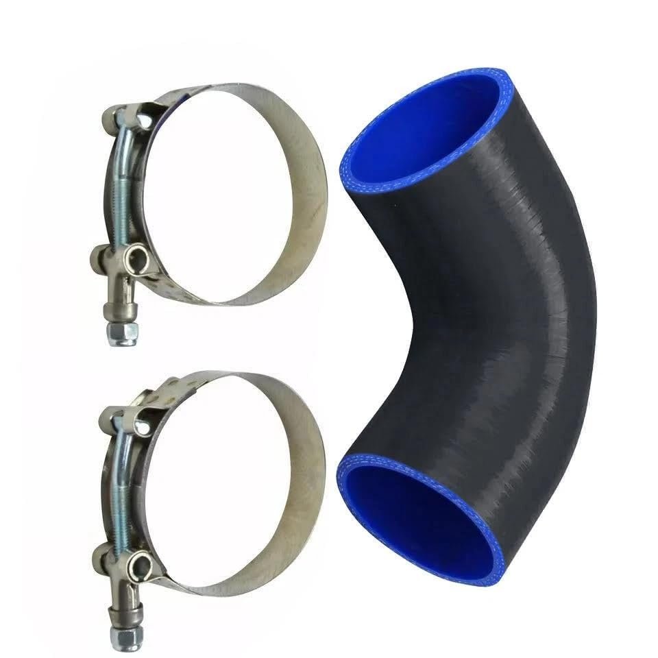 90 Degree 4 Ply Silicone Elbow Hose Intake Intercooler Pipe Coupler 1 5 In 38mm With 2 T Bolt Clamps Black