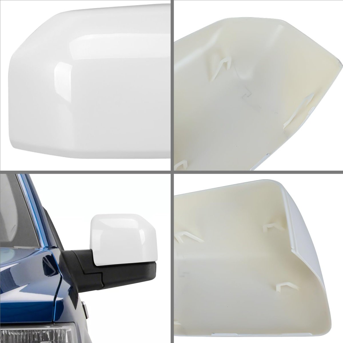 White Side Mirror Cover Caps For 2015 2020d F150 Abs Plastic Replacement Covers For Xl Xlt Lariat King Ranch Raptor Platinum