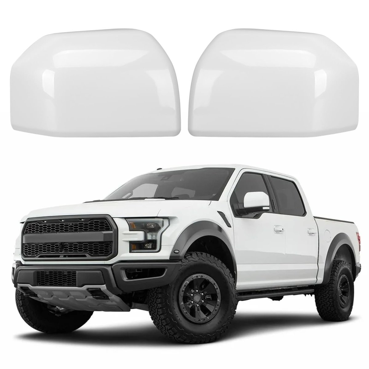 White Side Mirror Cover Caps For 2015 2020d F150 Abs Plastic Replacement Covers For Xl Xlt Lariat King Ranch Raptor Platinum