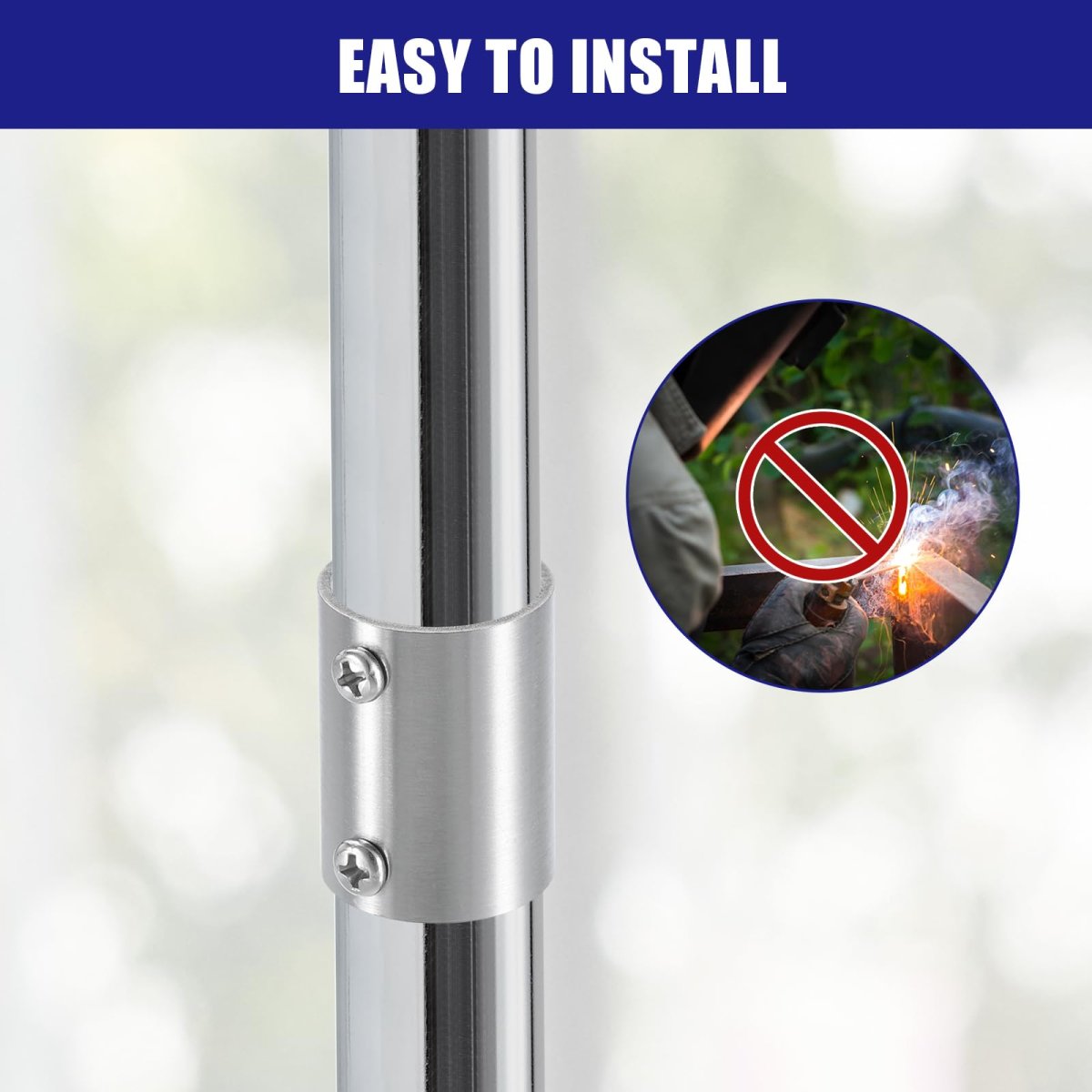 1pcs 2-way Straight Pipe Fitting Connector Fit 1 Inch 25mm Od Stainless Steel 150mm Length Structural Chain Link Fence Clamp