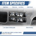 Auto Dynasty 8pcs Headlights Assembly With Bumper And Corner Lamps Compatible Gmc C10 C K 1500 2500 3500 Yukon 1994-2000 Driver