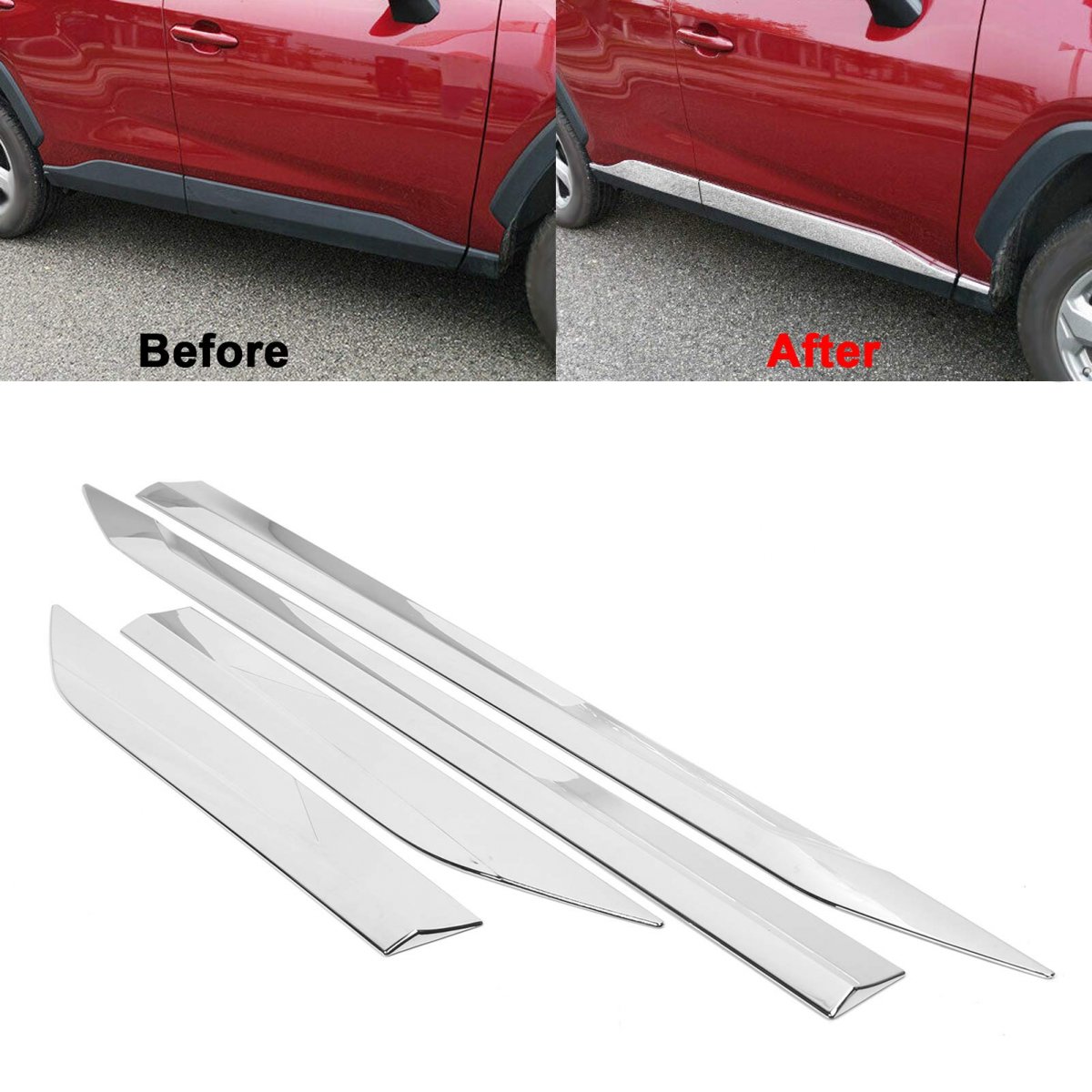 Fydun Body Side Molding Cover Trim 4pcs Abs Chrome Plated Car Accessory Replacement For Rav4 2019 2020