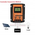 Fydun Mppt Solar Charge Controller 12v 24v Panel Battery Regulator Dual Usb Lcd Display Current 30a 50a 70a Black Orange