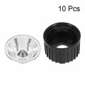Uxcell 10 Pcs Led Lens 5 Degree With Black Holder For 1w 3w High Power Light