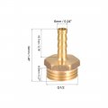Uxcell Brass Hose Barb Fitting Connector 6mm X G1 2 Male Pipe Adapter