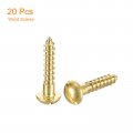 Uxcell Wood Screws M4 X 20mm Slotted Round Head Brass Self-tapping Woodworking Screw 20 Pcs