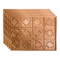 Fasa De Traditional Style Pattern 4 Decorative Vinyl 18in X 24in Backsplash Panel In Polished Copper 5 Pack 