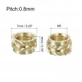 Uxcell Knurled Insert Nuts 50pcs M5 X 4mm L 7mm Od 3d Printing Brass Female Threadeds Heat Set Insert Embedment