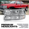 G-plus Headlights Compatible With 1999-2002 Chevy Silverado 2000-2006 Suburban Tahoe Headlamp Driver Side Passenger Clear Lens