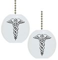 Set Of 2 Caduceus Medical Symbol Solid Ceramic Fan Pulls 
