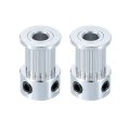 2 Pcs Aluminum 16 Teeth 5mm Bore 10mm Width Timing Belt Pulley Wheel Idler Synchronous Wheels Gear Part For 3d Printer Silver 