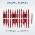 Jdmspeed New Wheel Spike Lug Nuts 24pcs With 1 Socket Key Red 14x1 5 4 Tall 6 14mmx1 Replacement For Gmc Chevy Ford Vehicles