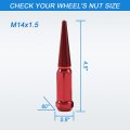Jdmspeed New Wheel Spike Lug Nuts 24pcs With 1 Socket Key Red 14x1 5 4 Tall 6 14mmx1 Replacement For Gmc Chevy Ford Vehicles