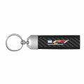 Ipick Image For Cadillac V Logo Real Carbon Fiber Strap With Black Leather Stitching Edge Premium Key Chain Keychain The Only