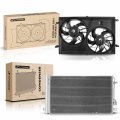 A-premium 2pcs Dual Engine Radiator Cooling Fan Assembly Ac Condenser Compatible With Chevrolet Traverse 09-17 Gmc Acadia 07-16