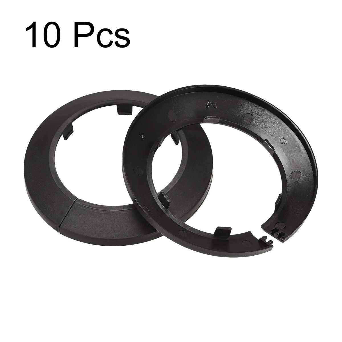 Pipe Cover Decoration 75mm Pp Plastic Escutcheon Water Drain Line Black 10pcs