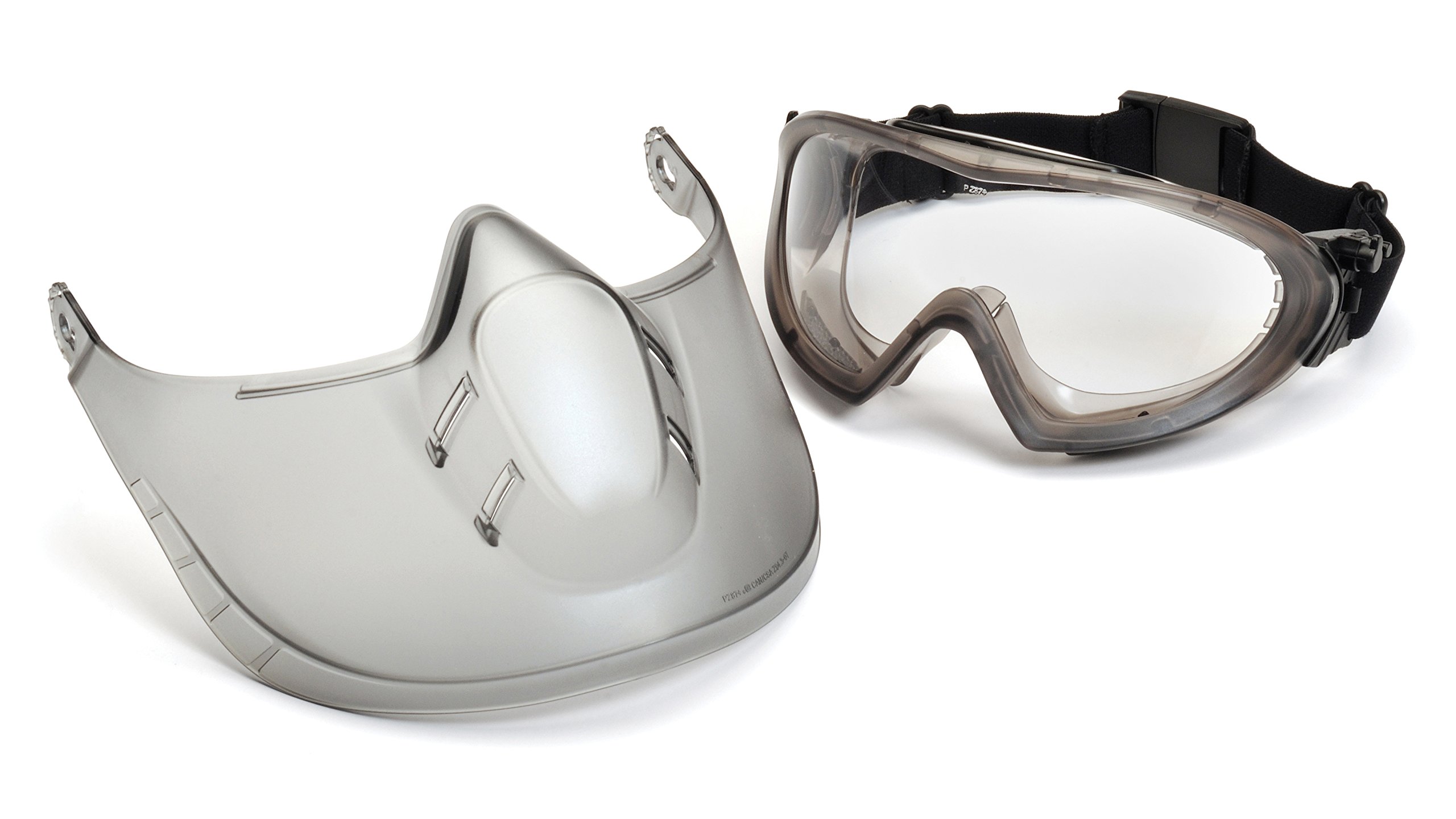 Direct Indirect-gray Frame Clear Anti-fog Lens Woth Faceshield Attachment