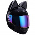Girl Women Cat Ear Bluetooth Motorcycle Helmet Dot Certification Full Face Flip-up Motorbike Cool Cute Helmets With Hd Visor