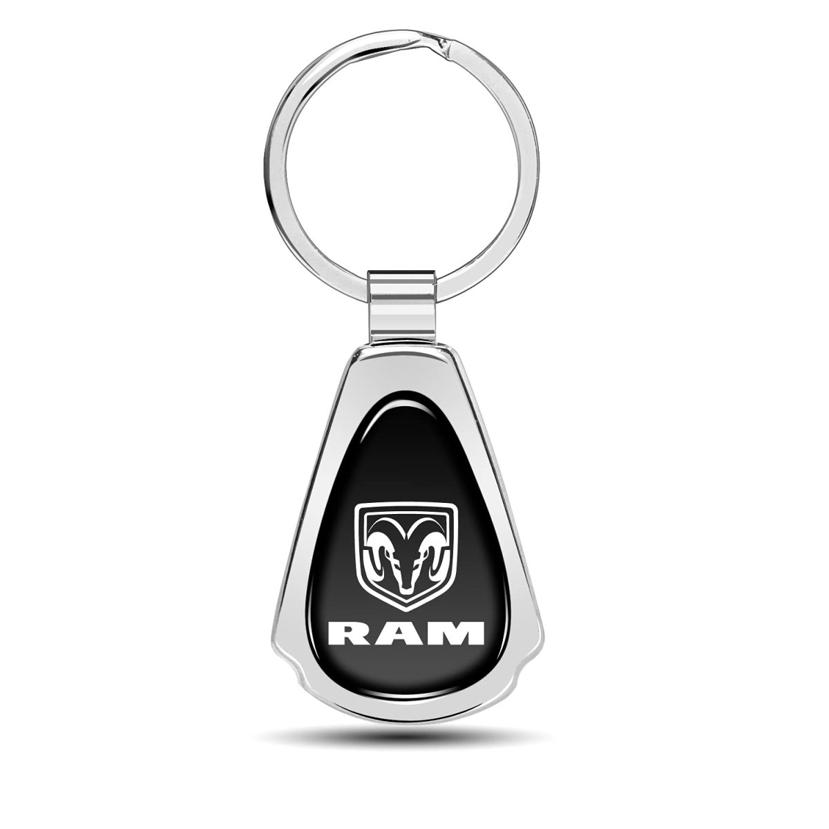 Ram Black Dome Chrome Metal Teardrop Keychain Official Licensed 2 125 In X 1 25 Modern Style Accessory