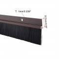 Uxcell Door Bottom Sweep Brown H-shape Aluminum Alloy Holder W 2-inch Black Pp Silicone Soft Brush 1000mm X 72mm Approx 39