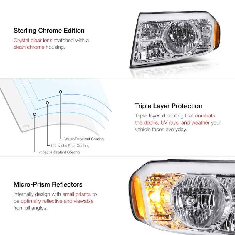 Chrome Bezel Oe-style Headlight Headlamp Assembly For 2009-2011 Honda Pilot Driver Side