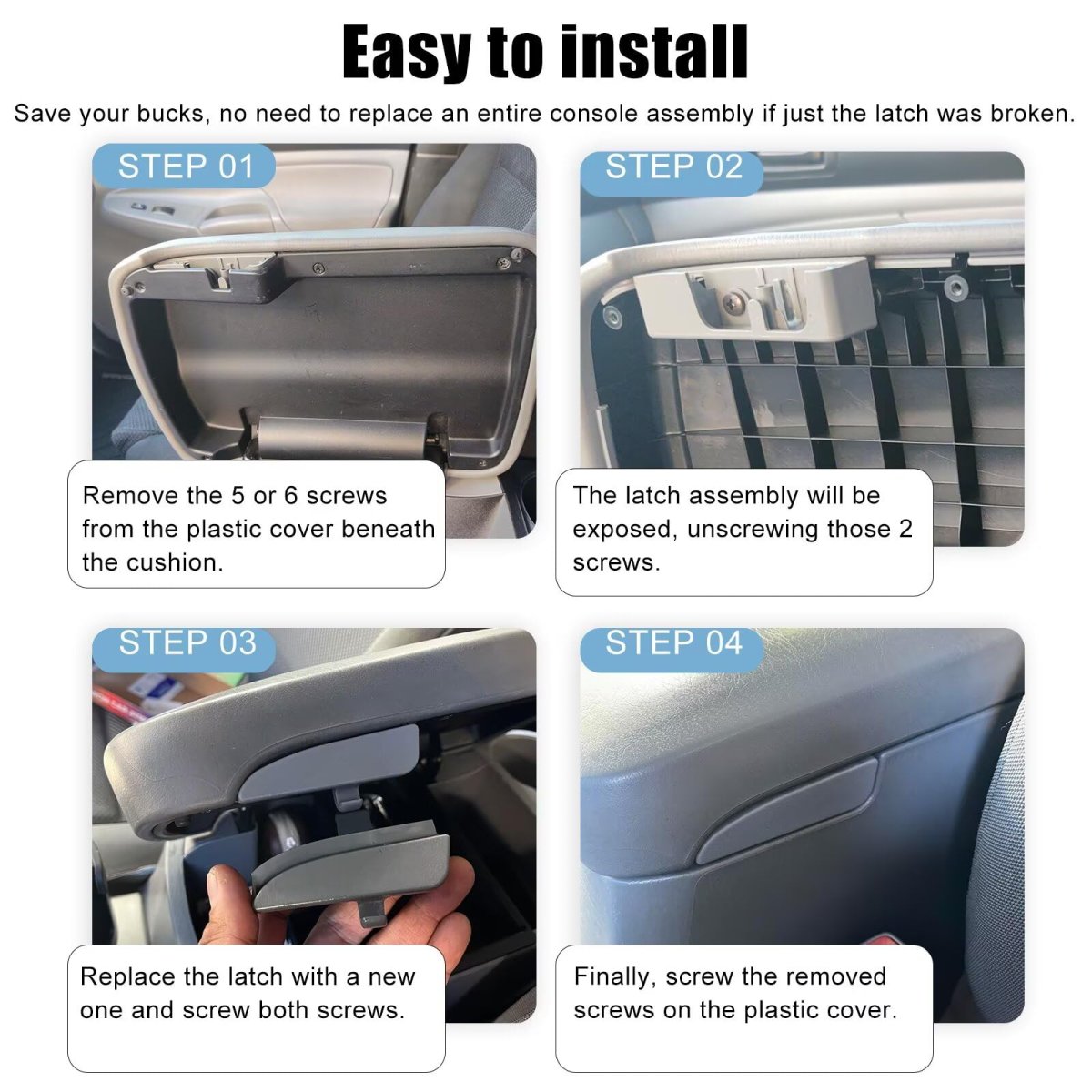 Blue Elf 58910ad030b0 Gray Center Console Latch For Toyota Tacoma 2005-2012 A With Screwdriver 2 Screws Included