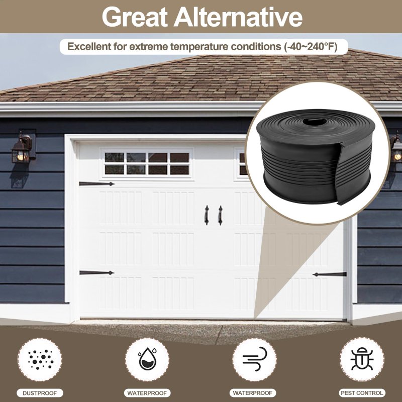 Garage Door Bottom Rubber Seal 5 16 In T Ends Professional Grade Weatherproofing Sealing Strip 3 4 Width By 20 Ft Length