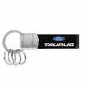 Ipick Image Compatible With Ford Taurus Black Real Leather Strap Chrome Round Hook Metal Key Chain