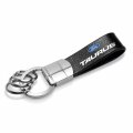 Ipick Image Compatible With Ford Taurus Black Real Leather Strap Chrome Round Hook Metal Key Chain