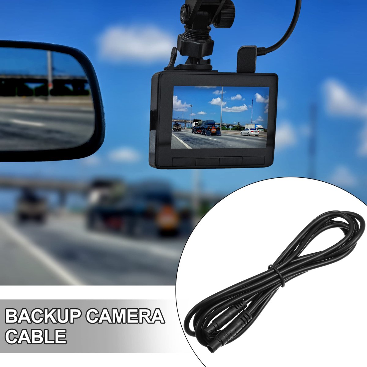 6 Pin 56ft 200cm Backup Camera Extension Cable Dash Cord Wires Car Rear ...