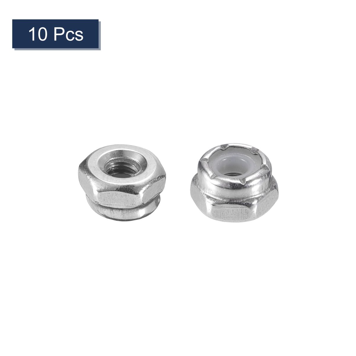 10pcs 4-40 Nylon Insert Hex Lock Nuts 304 Stainless Steel Self-locking Stop Nut For Industrial Construction Fasteners Silver