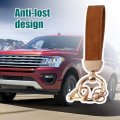 Kewucn Genuine Leather Car Keychain Universal Heavy Duty Metal Auto Key Fob Holder With Anti Lost D-ring For Men Women I