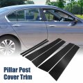 X Autohaux 6pcs Door Window Pillar Post Protector Cover Trim For Honda Accord 9 2014-2018 Black