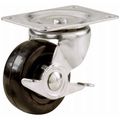 Shepherd Hardware 9511 3-inch Rubber Swivel Plate Caster With Side Brake 175-lb Load Capacity 