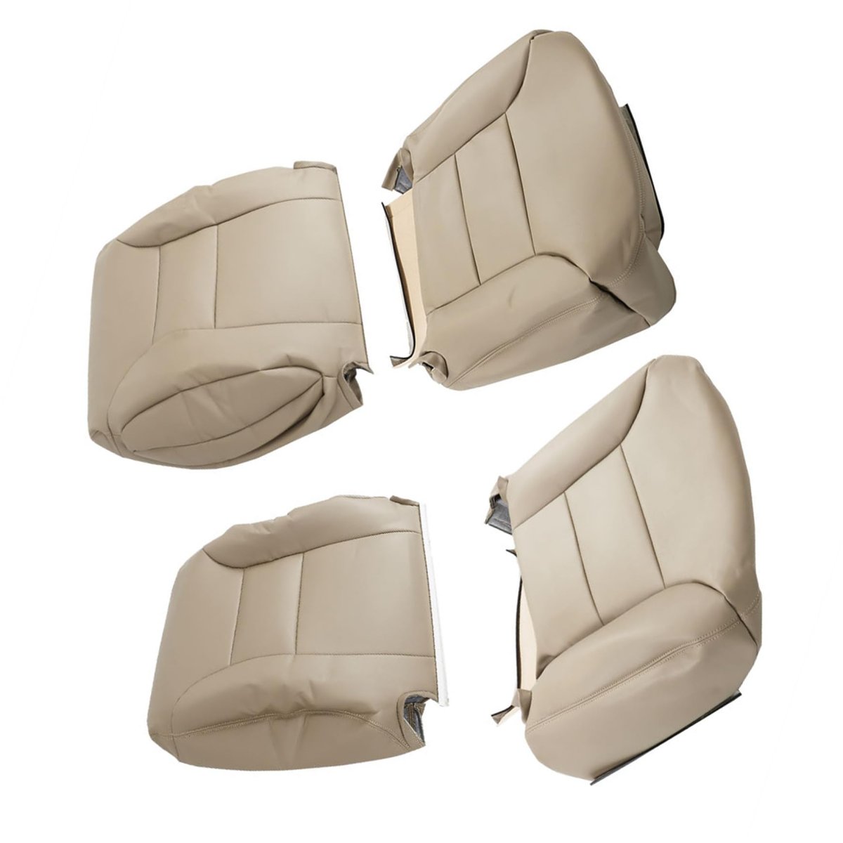4 Pcs Tan Artificial Leather Seat Cover Front Driver And Passenger Side Bottom Top Lean Back Replacement For Chevy Tahoe