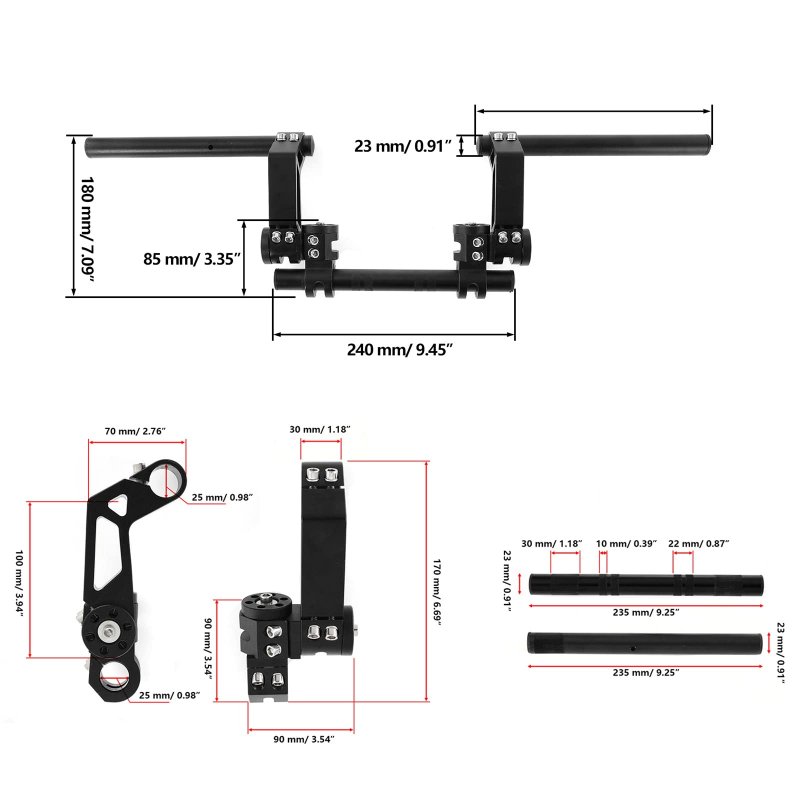 Innoglow 7 8 Motorcycle Handlebar Adjustable Steering Handle Bar Set Kit System 22mm Fit For Most 125cc Scooter