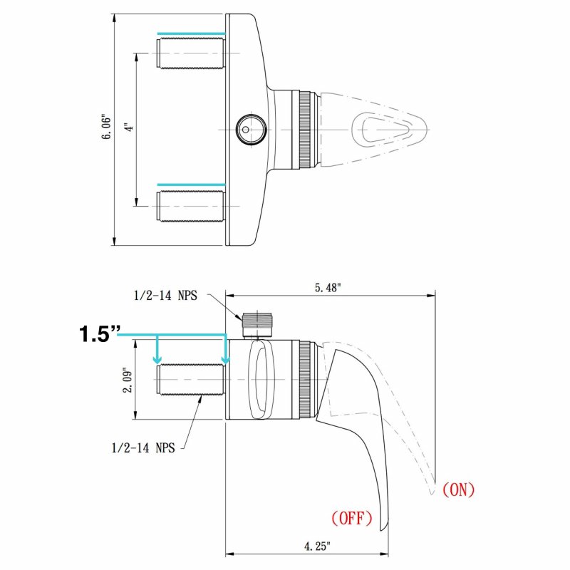 Dura Faucet Single Lever Rv Shower Matte Black