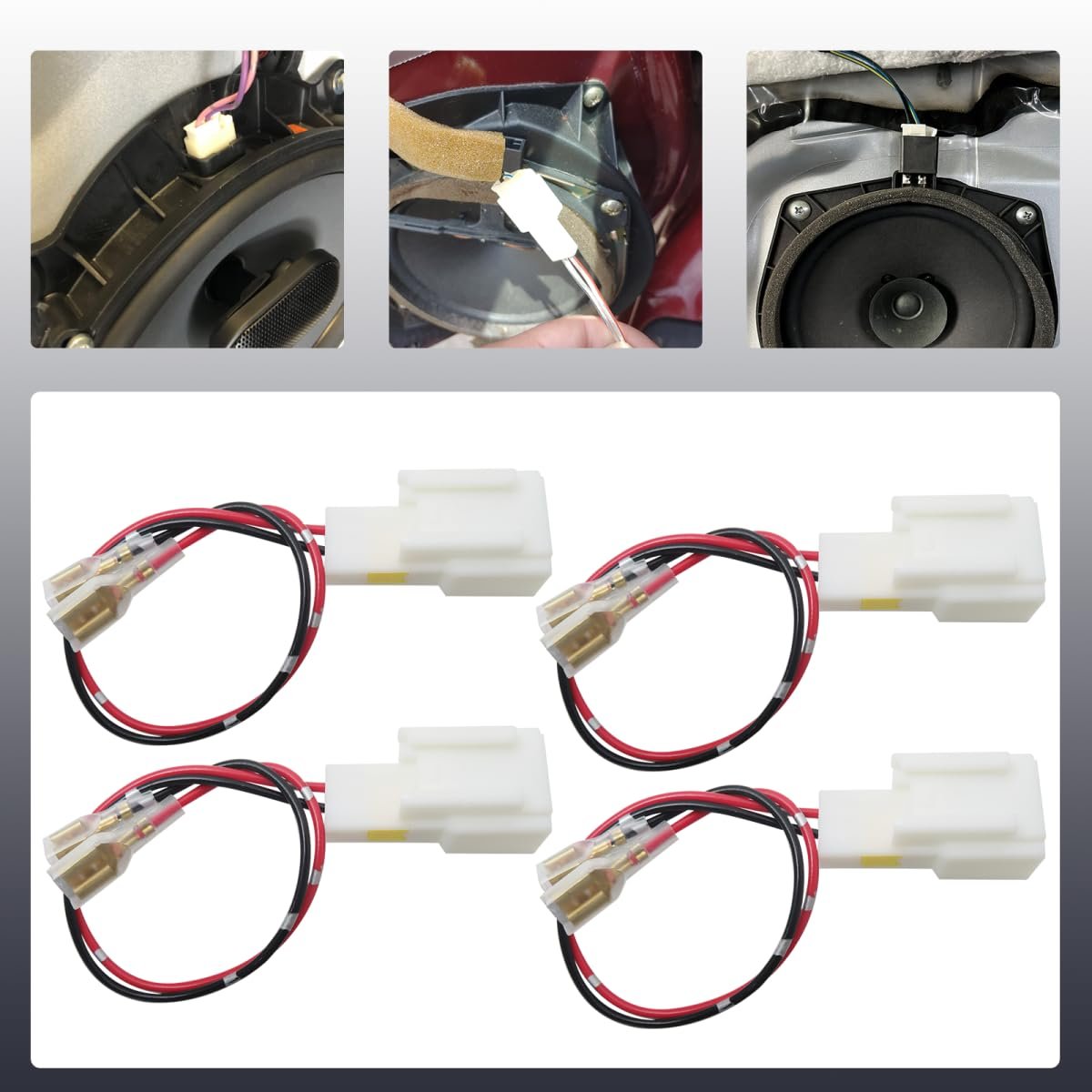 4 Pack Plug And Play Car Door Speaker Wiring Harness Adapter Connector Replacement Fit For 2001-2014 Rav4
